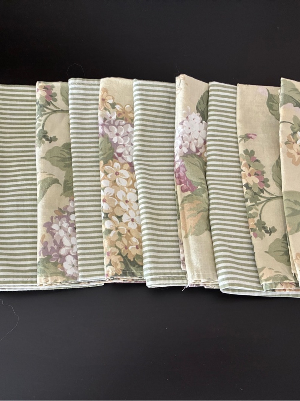 Martha Stewart Dinner Napkins, Cotton, Hydrangea & Stripes, Set of 11 - Picture 4 of 10